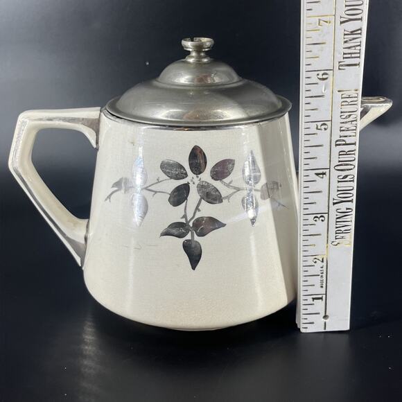 Buffalo Pottery Royal Rochester Vitrified Hand Painted Teapot Antique Insert - Picture 6 of 16